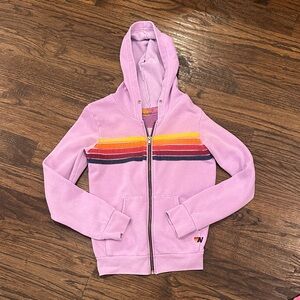 Aviator Nation Pink Hoodie with Stripes